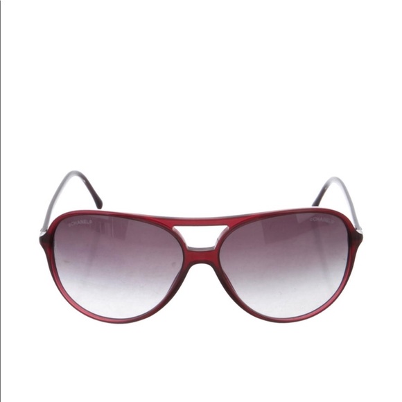 CHANEL Accessories - Chanel CC Burgundy Acetate Aviator Sunglasses